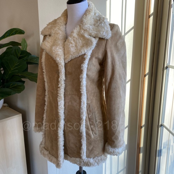 Wilson’s Leather Maxima Small Leather Patchwork Coat Faux Fur Tan Brown S - Picture 9 of 15